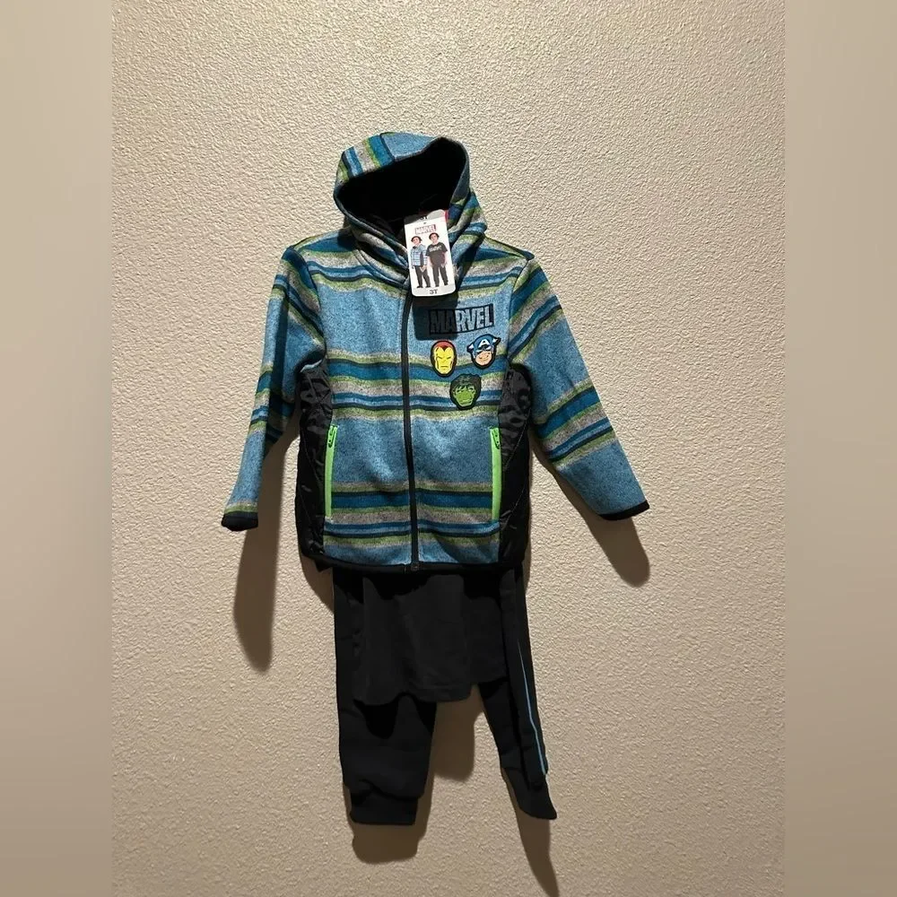 NWT Marvel Avengers 3 Piece Set (Jacket, Shirt, Pants) Size 3T